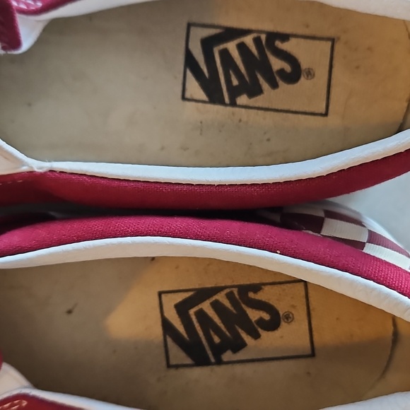 Vans Maroon Checkered Slip Ons - Picture 6 of 14